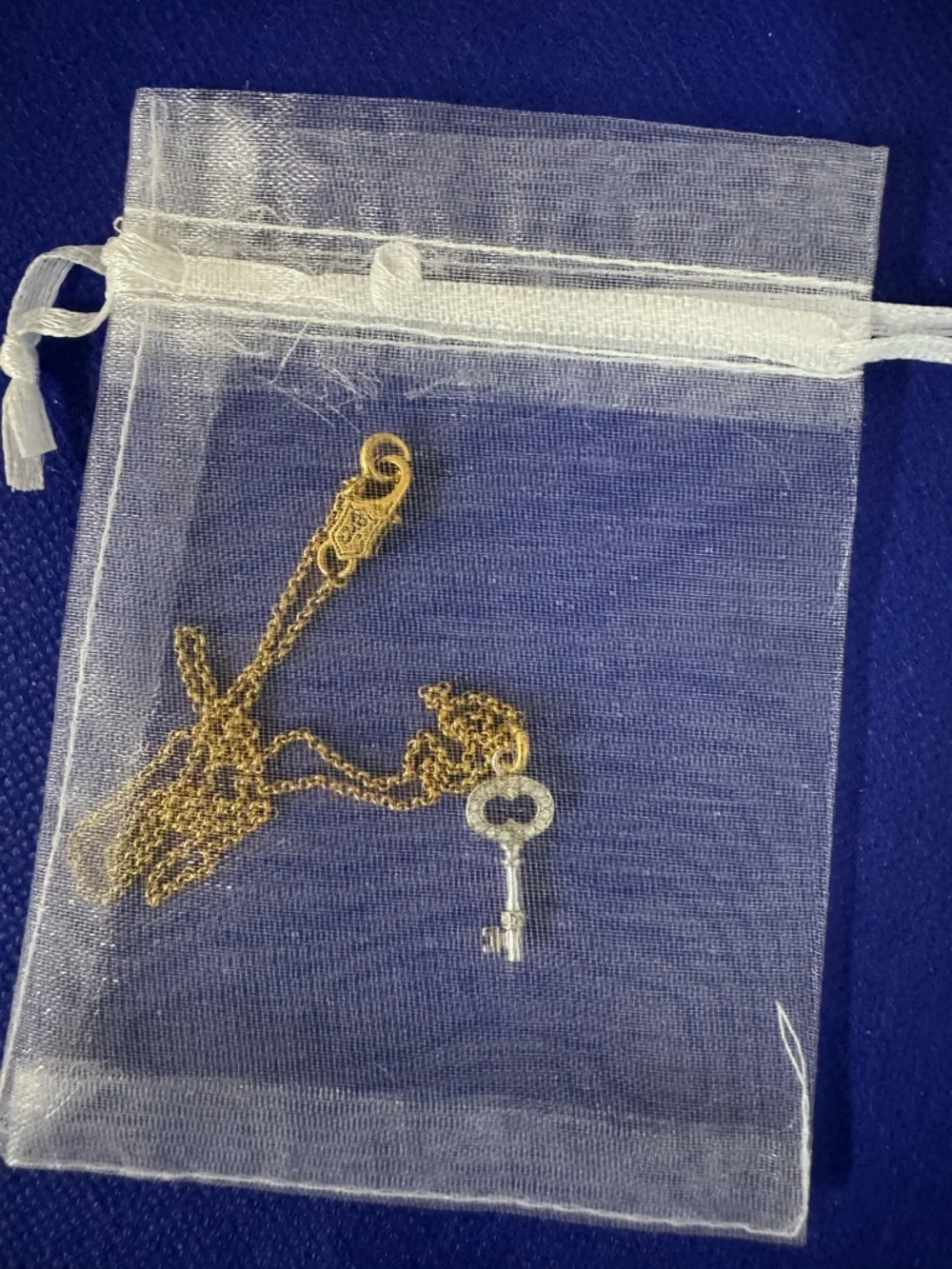 Juicy Couture Key Diamonique Pendant Fashion Necklace comes in white mesh pouch